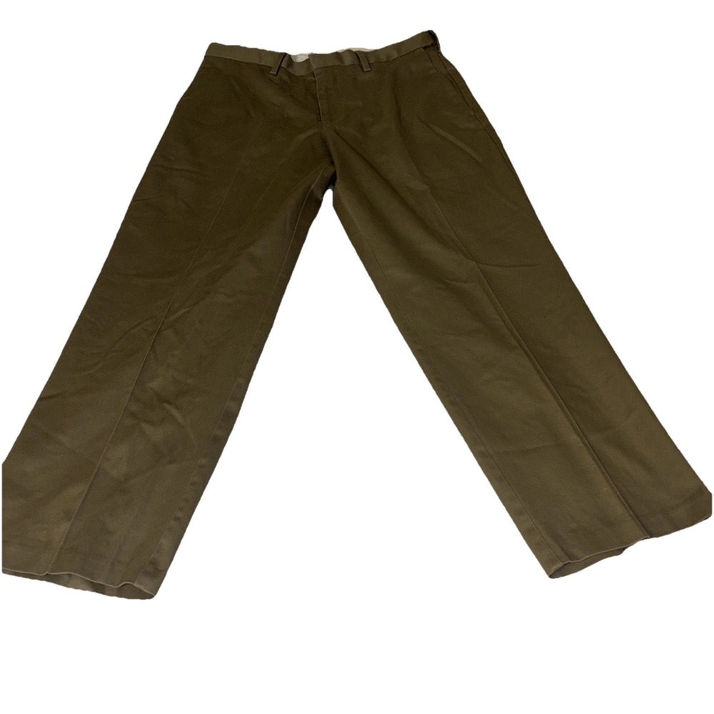 Haggar Men's Khaki Dress Pants 36x30 No Iron Cotton Stretch Flat Front
